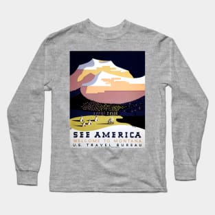 Restored Vintage WPA See America, See Montana Poster Long Sleeve T-Shirt